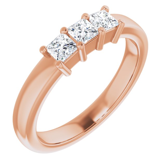 0.54 ct. Prong Set Princess Cut Diamond 3 Stone Wedding Band-VIRABYANI